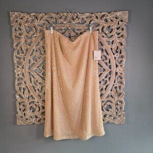 Women's LC Lauren Conrad Sequin Midi Slip Skirt Pink Peach Size XXL